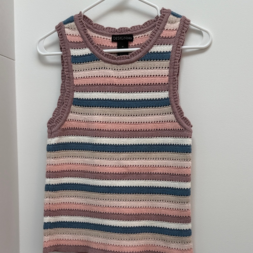 Design 365 Women's Striped Tank Top - Pink and Blue